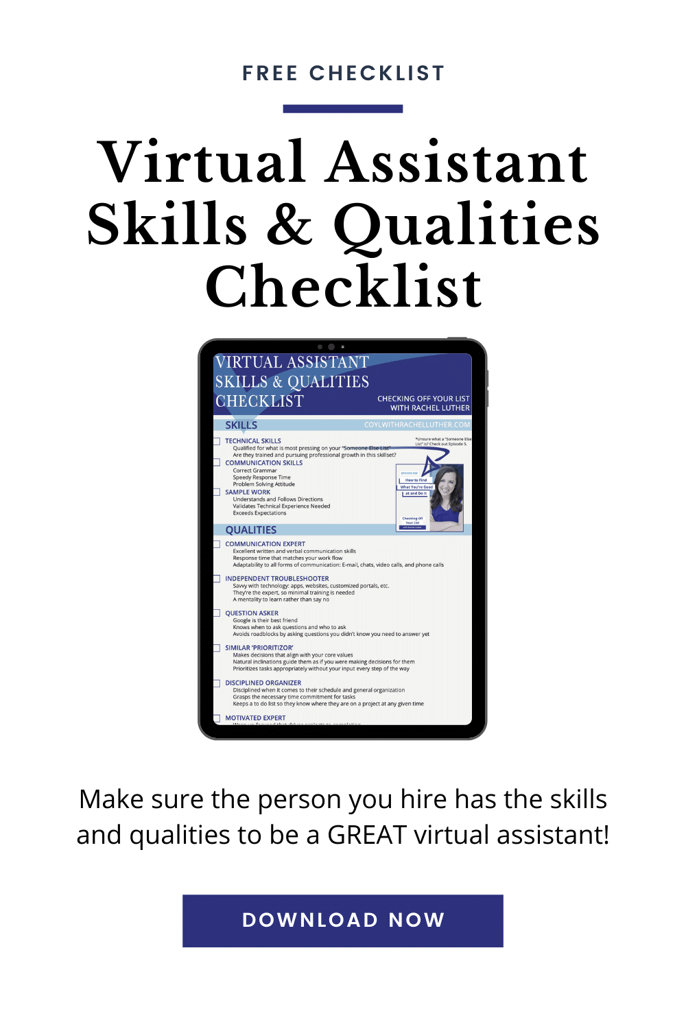 virtual assistant skills and qualities checklist