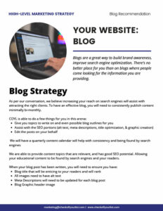 High Level Marketing Report Blog Strategy